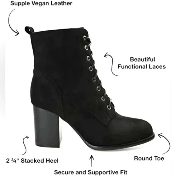 Journee Collection Women's Baylor Lace Up Bootie Size 8.5 Black - Picture 2 of 5